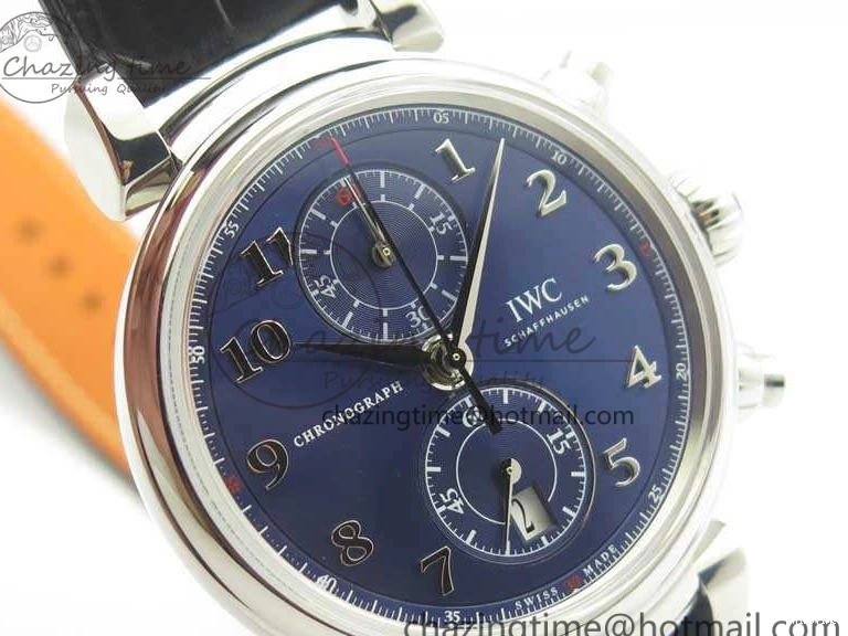 MIROTIME 0501 Breathable Da Vinci IW393402 SS ZF 1:1 Best Edition Blue Dial On Black Leather Strap A 7211